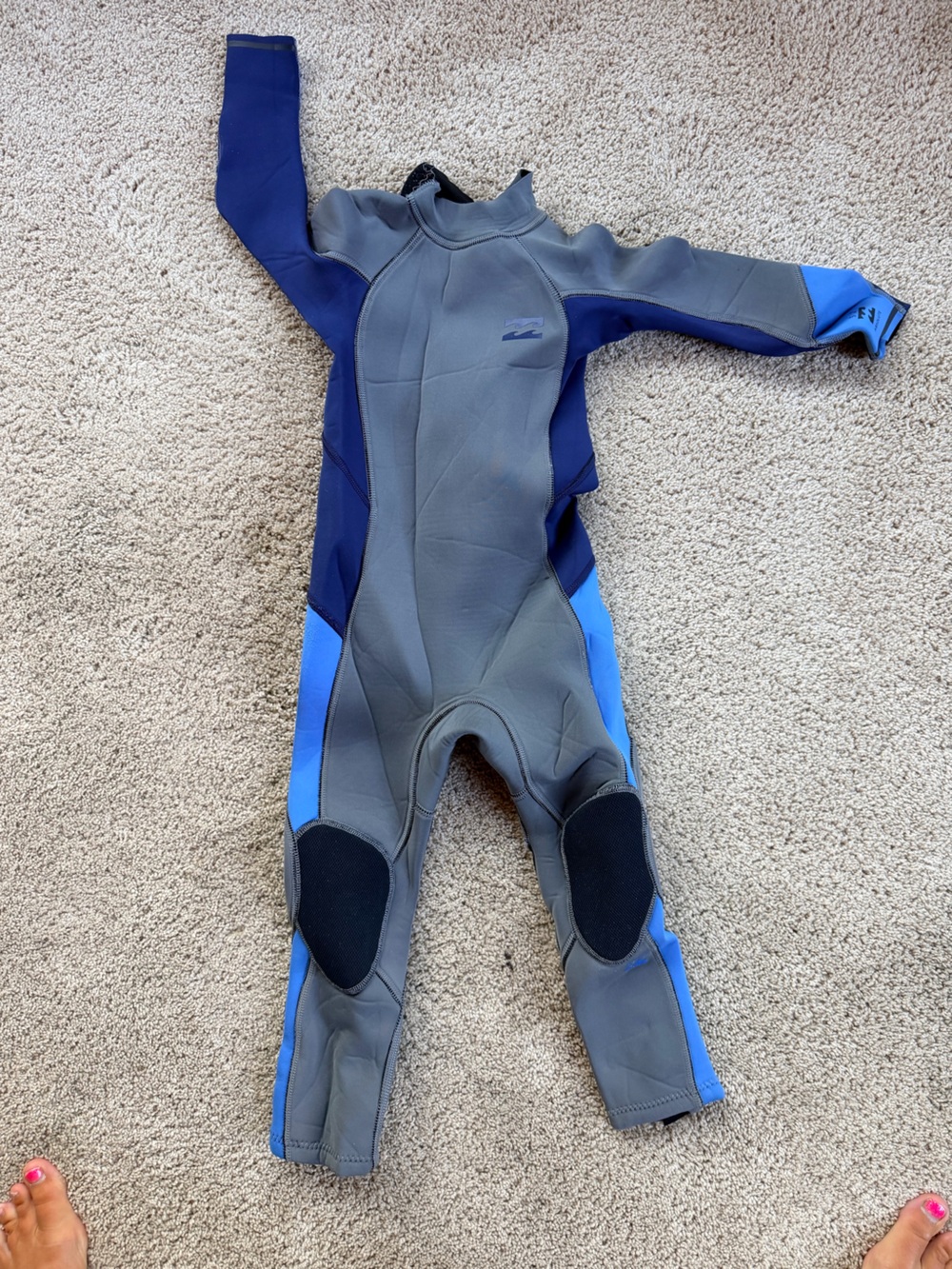 Billabong Kids Blue and Gray Swim Rash Guard Suit